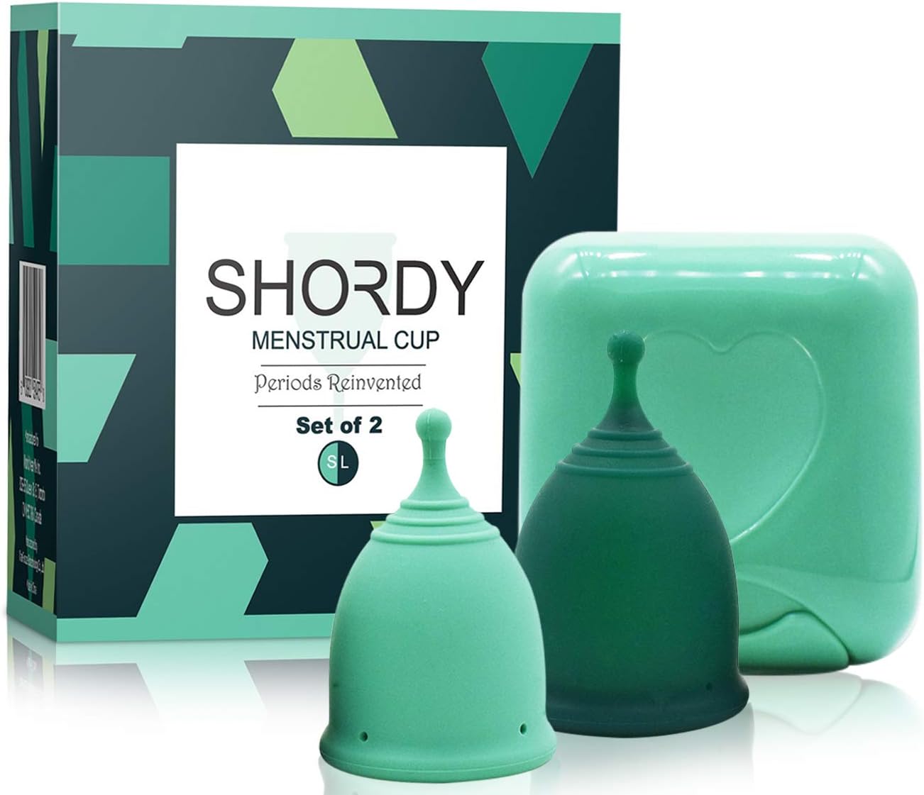SHORDY Reusable Menstrual Cup (Small & Large) Set of 2 with Box, Medical Grade Silicone, Copa Menstruelle, Period Cup, Heavy & Light Flow, Feminine Hygiene, Tampons, Pads & Disc Alternative for Women