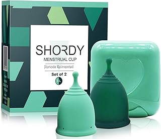 SHORDY Reusable Menstrual Cup (Small & Large) Set of 2 with Box, Medical Grade Silicone, Copa Menstruelle, Period Cup, Heavy & Light Flow, Feminine Hygiene, Tampons, Pads & Disc Alternative for Women