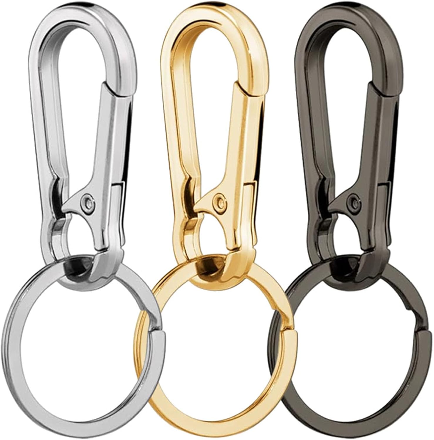 3Pack Metal Keychains Keyring Key Chain Ring Holder Organizer for Home Metal Key Carabiner Clip Car Keychain Key Finde Stylish and Durable