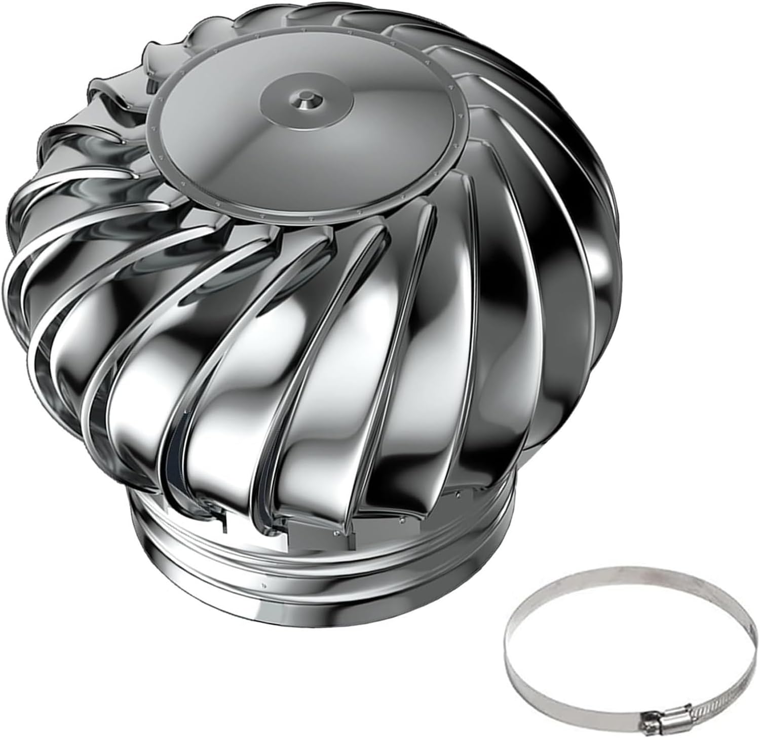 Roof Wind,Stainless Steel Turbine Ventilator Vents for All Weather, Rotating Chimney Cowl Cap Durable Air Vent Attic Ventilator for Houses Factory Attic Farm (Size : 110mm)