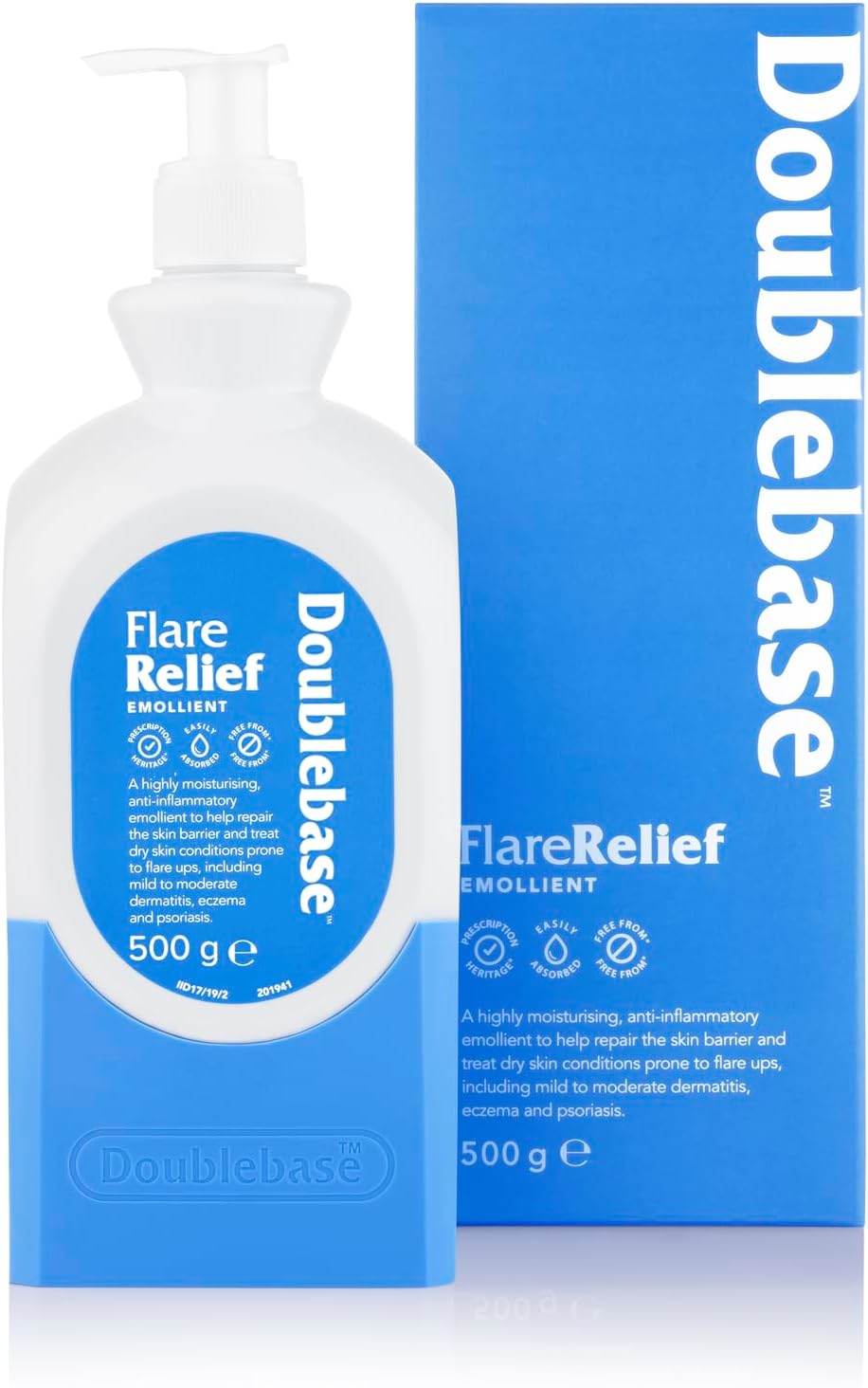 Doublebase Flare Relief Emollient for the Treatment and Relief of Dry Skin Conditions such as Eczema and Psoriasis and Dermatitis, 500g Pump Pack