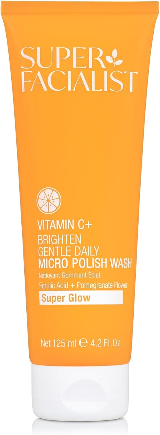 Super Facialist - Vitamin C + Brighten Gentle Daily Micro Polish Wash, Face Wash for Removing Dead Cells & Daily Impurities with Biodegradable Micro Beads, Vegan Friendly, 125ml