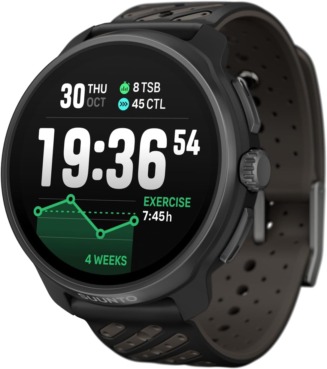 SUUNTO Race 2 GPS Sports Watch, 1.5" AMOLED Touchscreen w/Crown, 16 Days Battery Life, Training Metrics and Recovery Insights, Dual-GNSS, 32GB Global Offline Maps, Lightweight, Titanium Black