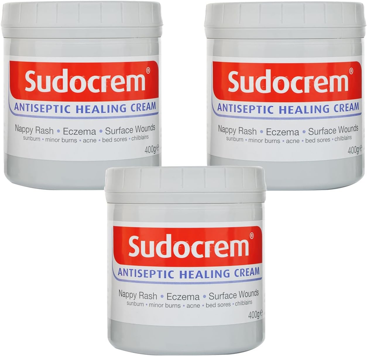 THREE PACKS of Sudocrem Antiseptic Cream 400g Tubs