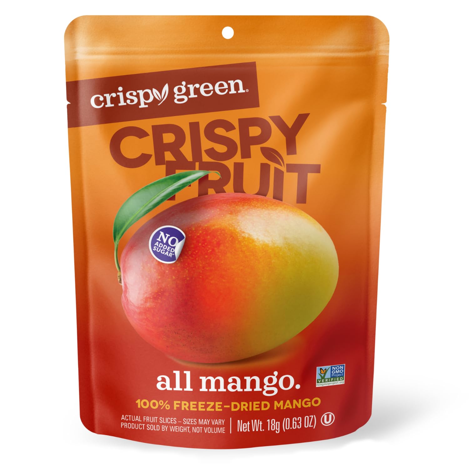 Crispy Green Natural Freeze-Dried Fruit, Mango Single-Serve, No Sugar Added, 0.63 Ounce (Pack of 12)