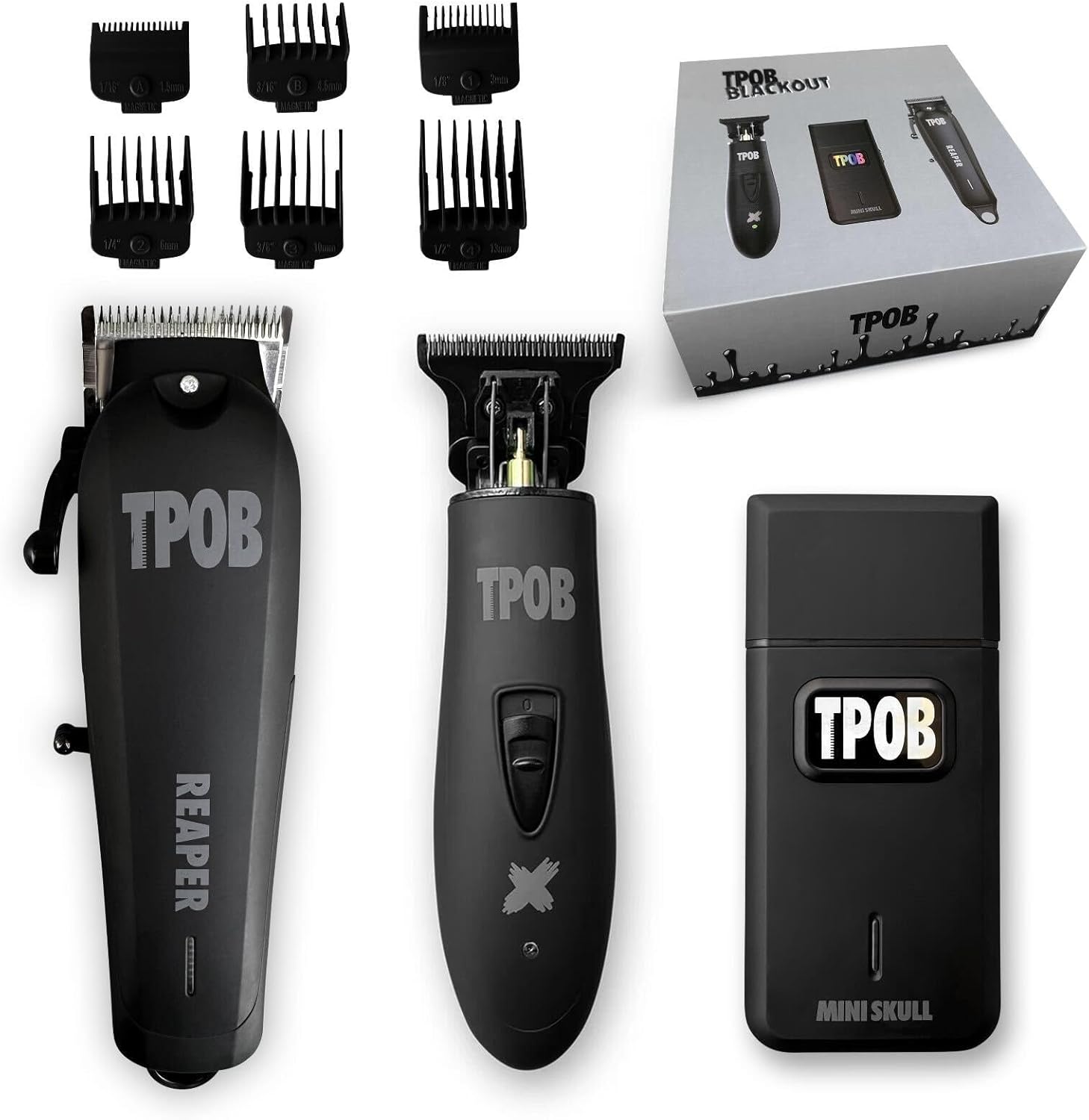 TPOB Slime 2 Barber Hair Clippers Trimmer Shaver Set for Men with Matte Green Case and X Fade Blade (Blackout)
