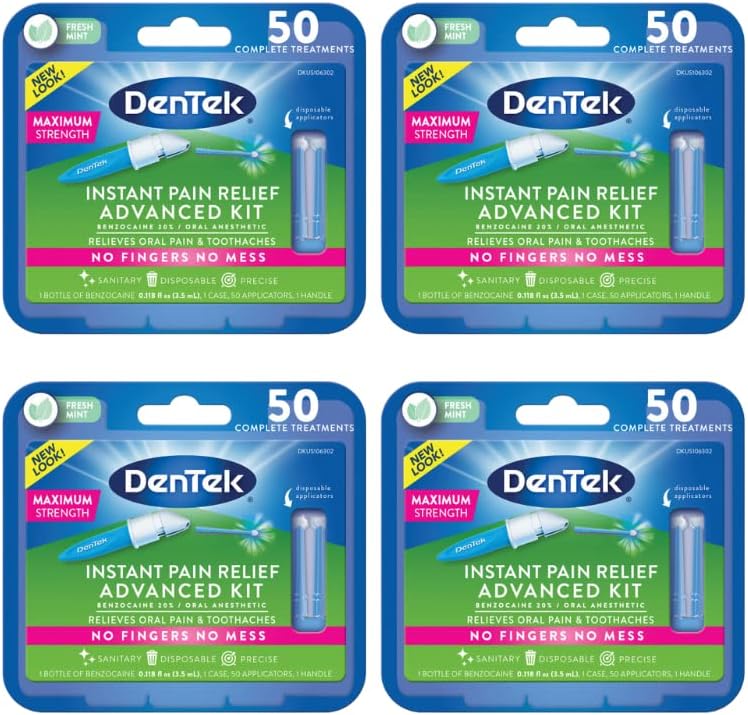 DenTek Adult Instant Tooth Pain Relief Kit with 50 Applicators (Pack of 4)