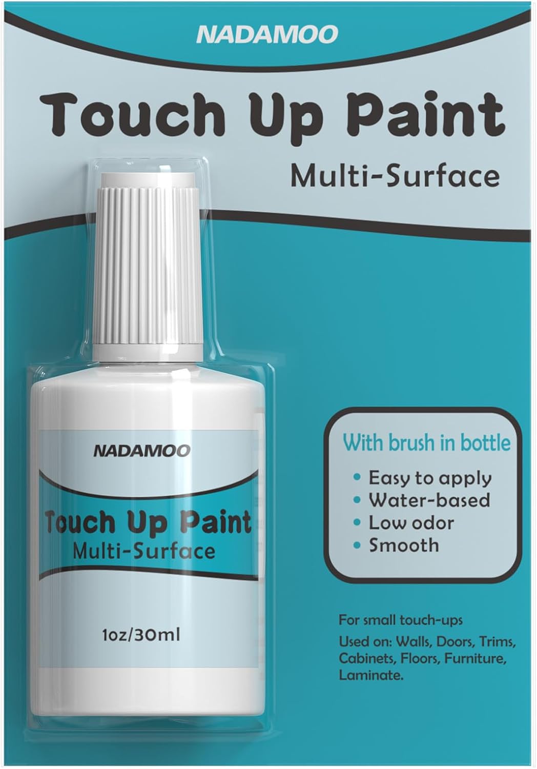 NADAMOO White Multi Surface Touch Up Paint, Interior and Exterior House Appliance Paint for Cabinet, Wall, Door, Furniture, Windows, Shutter and Trim