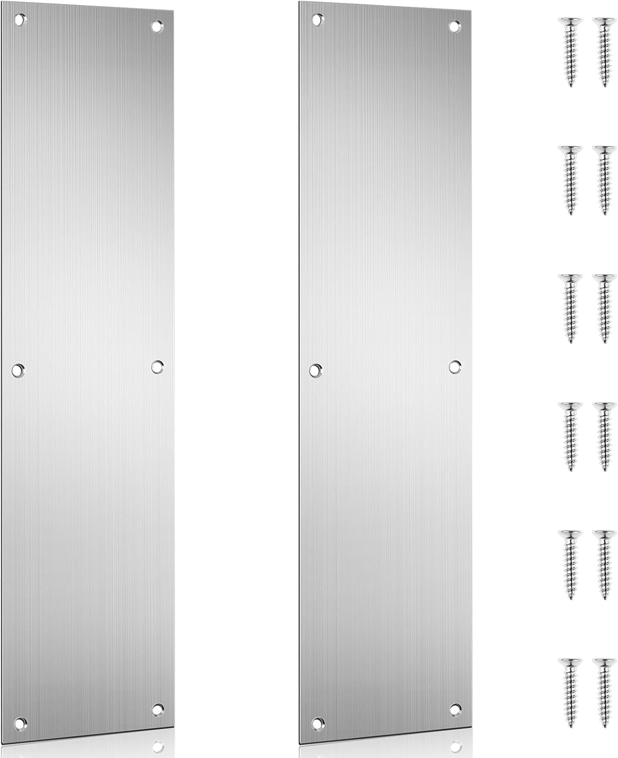 2 Pcs Push Door Plate 16x4 Stainless Steel Door Push Plate Door Kick Plate,Brushed Doorplate Door Proection Metal Plate with 12 Screws for Door Interior Exterior Scratch Resistant Accessories