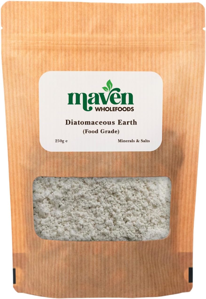 Maven Wholefoods Diatomaceous Earth Food Grade Powder 250g | Ultrafine Natural DE | Detox Cleanse & Silica Supplement | Edible | Flea & Bed Bug Control | Non-Toxic | Garden & Pet Safe