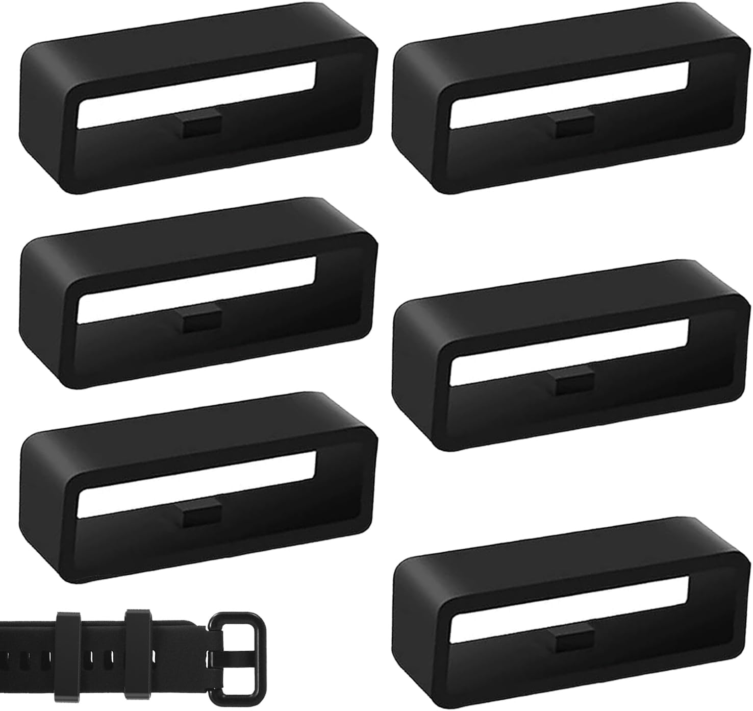 6Pcs Replacement Secure Rings compatible with Garmin Forerunner Watch Straps - Durable Silicone Fastener Loops for Smartwatch Bands - Black Rubber Strap Keepers to Ensure a Secure Fit for Your Smartw