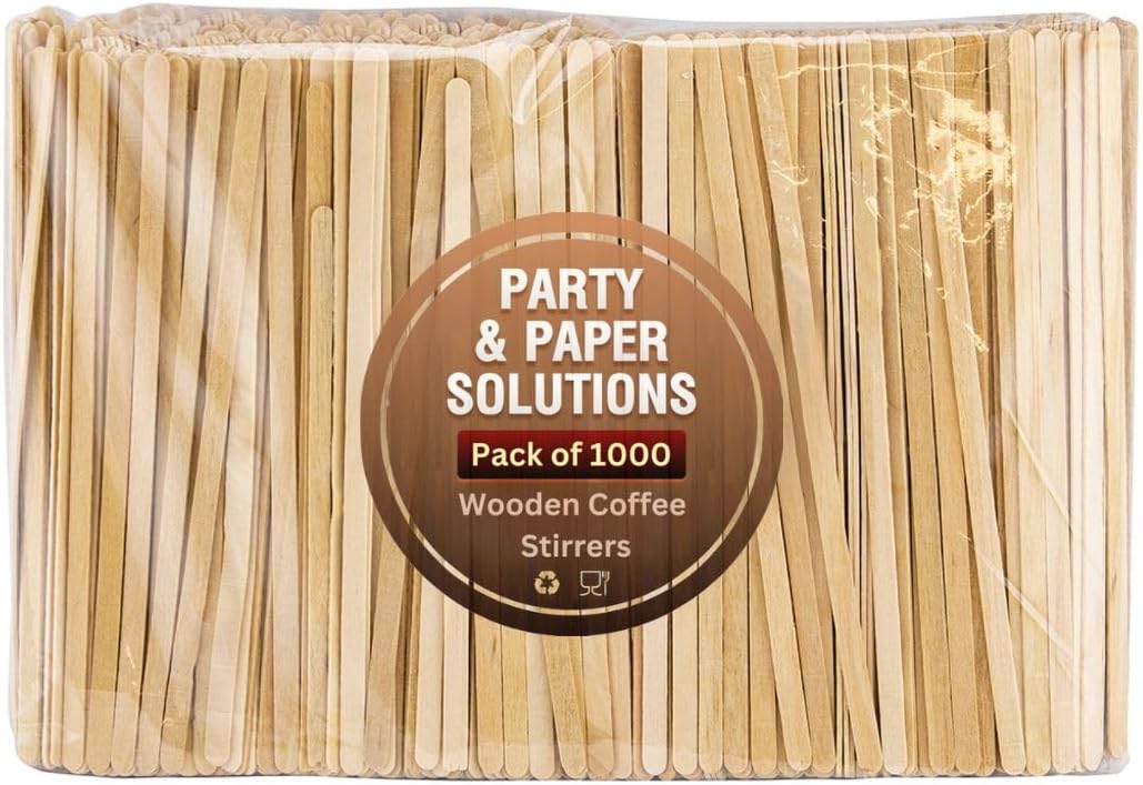 1000 x Wooden Coffee Stirrers Eco Friendly - 12cm