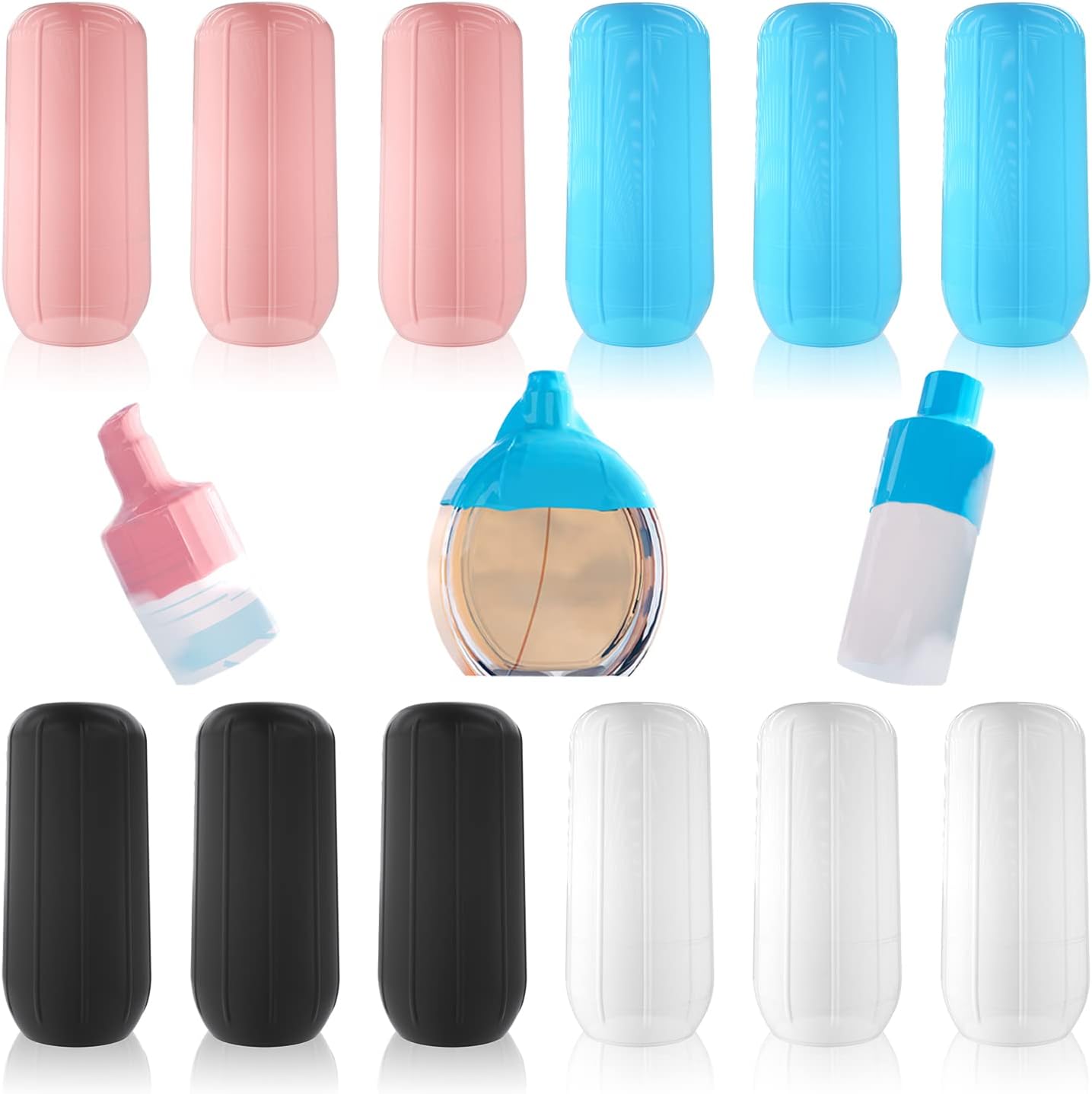 12 Pcs Elastic Silicone Sleeves for Leak Proofing Travel Containers, Reusable Bottle Covers for Toiletries, Shampoo Bottles