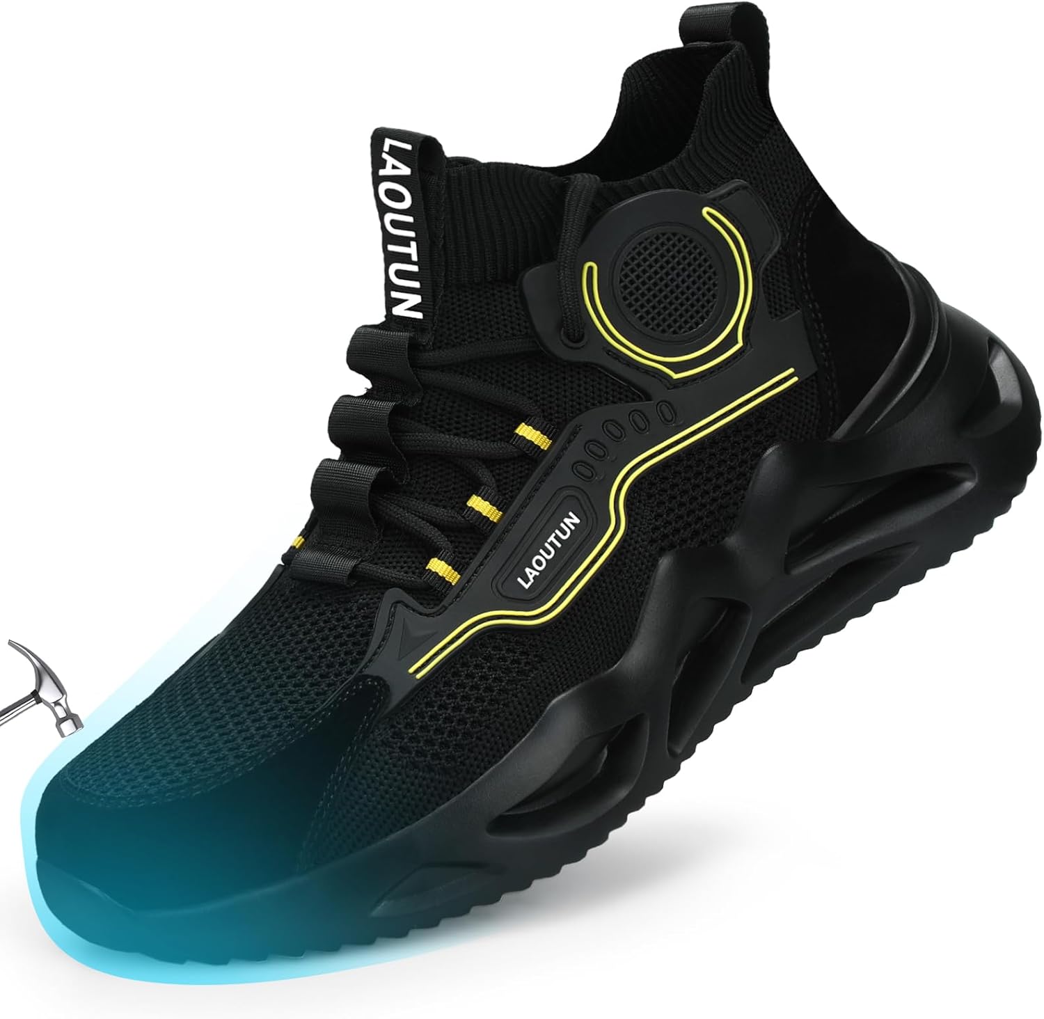 LAoutun Steel Toe Shoes for Men Women Work Shoes Safety Sneakers Shoes Comfortable Lightweight Puncture Proof Slip on Indestructible Work Shoes