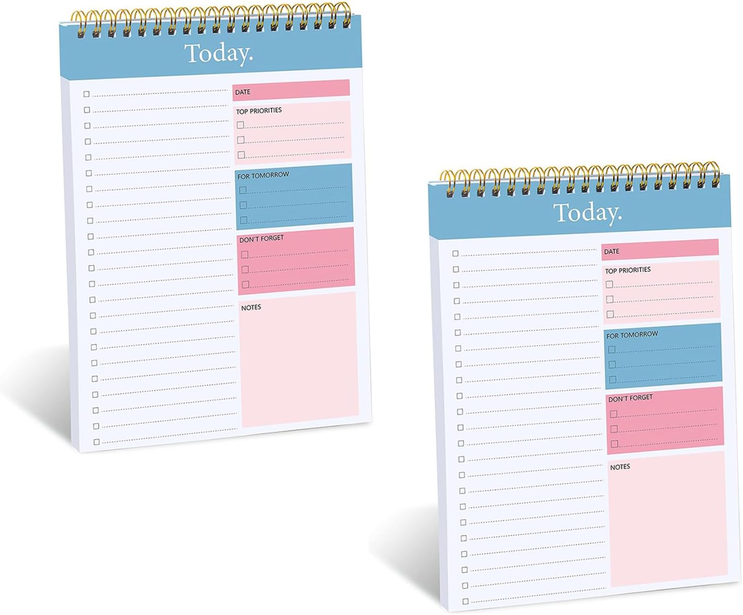 To Do List Notepad - 2 Pack Daily Planner Notepad Undated 52 Sheets Tear Off, Checklist Productivity Organizer with Hourly Schedule for Tasks