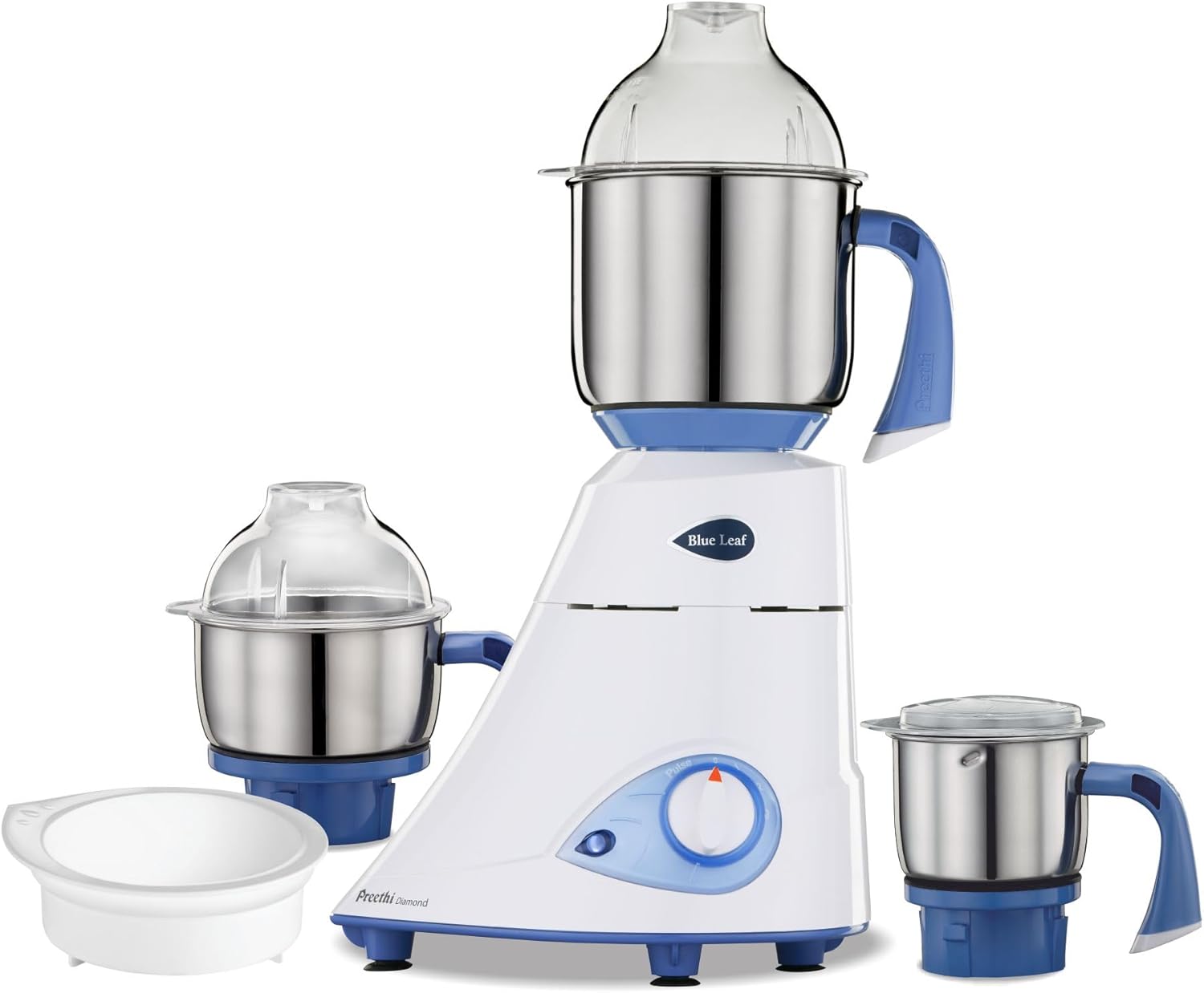Preethi Blue Leaf Diamond 750-Watt Food Mixer, 3-Piece, Blue/White