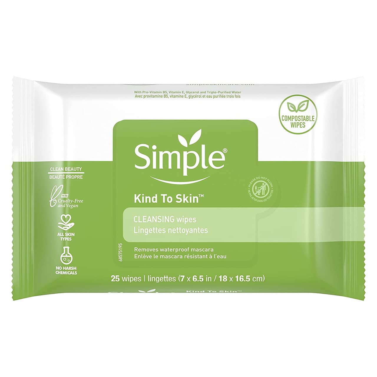 Simple Cleansing Facial Wipes 25 Count (Pack of 3)