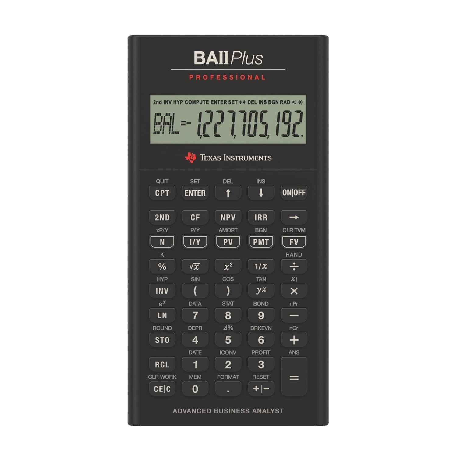 Texas BA II Plus Professional Financial Calculator - Black ,Pack of 1