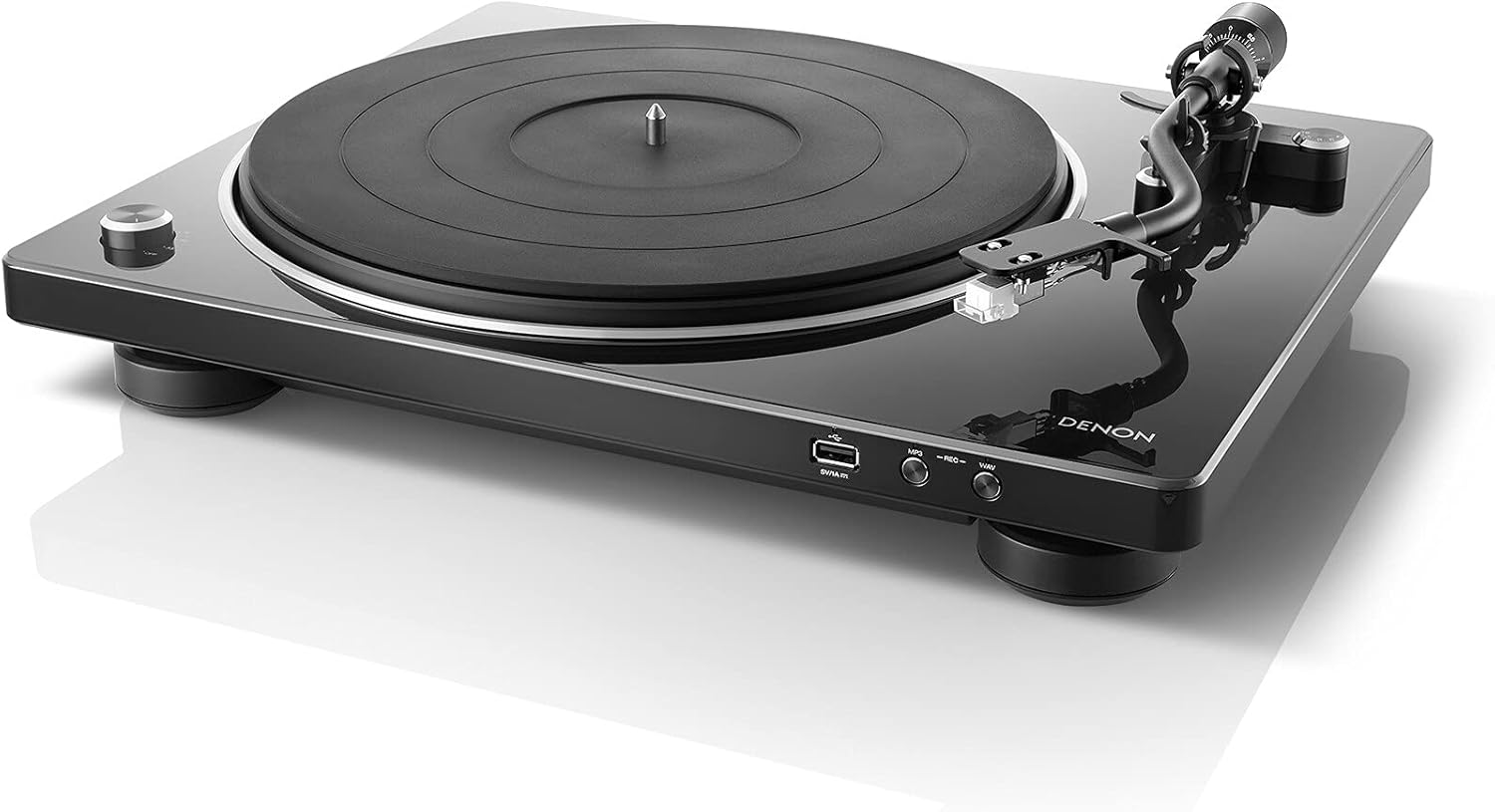 Denon DP-450USB Turntable, Belt-Driven Hi-Fi Vinyl Player with USB Recording, Built-in Phono Preamp, MM Cartridge, Semi-Automatic Operation - Black