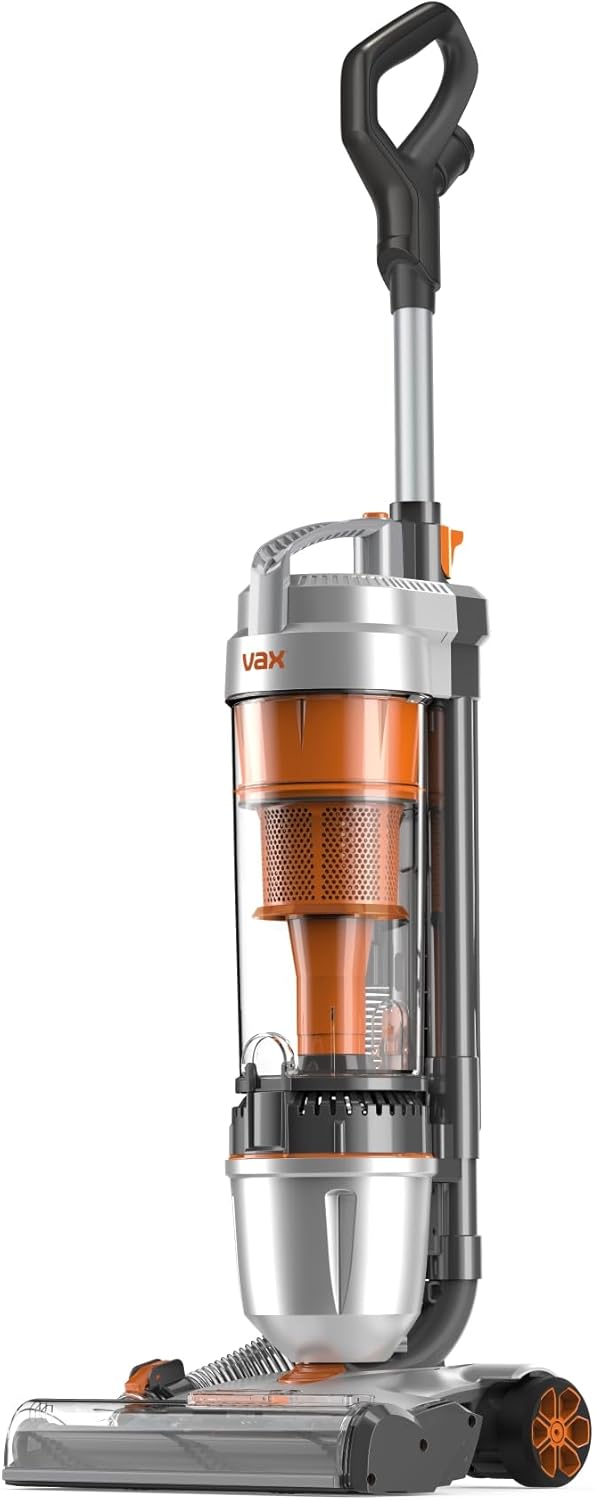 Vax Air Stretch Upright Vacuum Cleaner; Over 17m Reach; High performance, Multi-cyclonic, with No Loss of Suction; Lightweight - U85-AS-Be, Silver and Orange, 820W