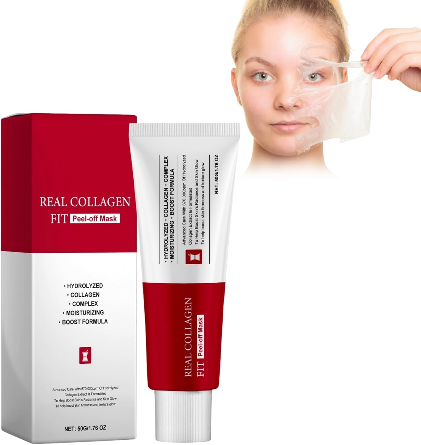 Real Collagen Fit Peel Off Facial Mask Restore Skin Elasticity,Collagen Night Wrapping Mask,Overnight Collagen Wrapping Mask,Face Masks Beauty Hydrolyzed Collagen Perfect for Dry & Dehydrated Skin