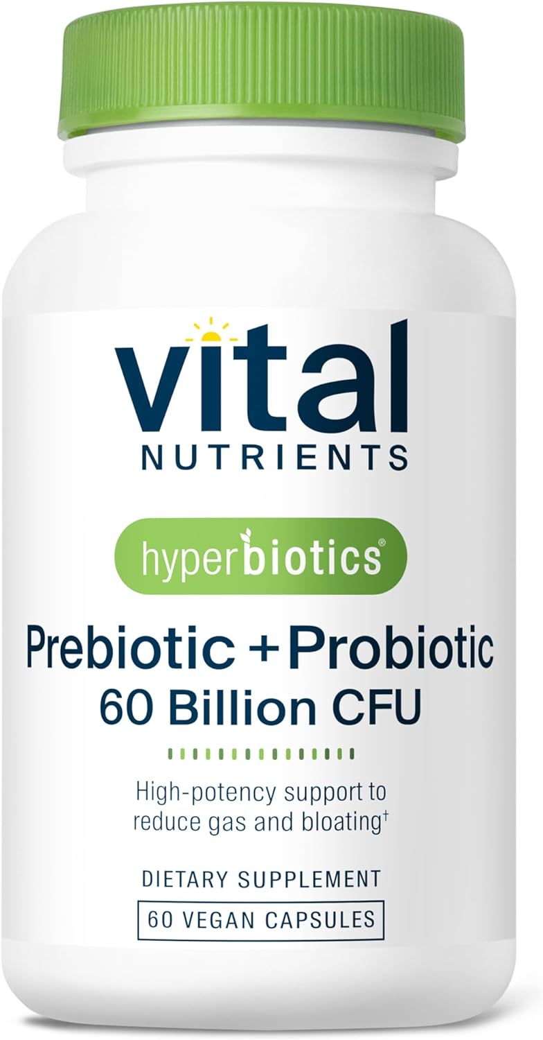 Hyperbiotics Vital Nutrients Prebiotic and Probiotic for Women and Men | 60 Billion CFU | Pre and Probiotics Supports Digestive Health, Constipation, Diarrhea, Gas & Bloating | 60 Vegan Capsules