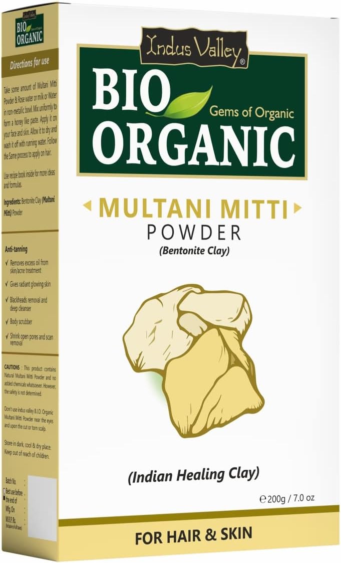 Indus Valley BIO Organic Multani Mitti Powder (Fine Powder for Ubtan) 200g