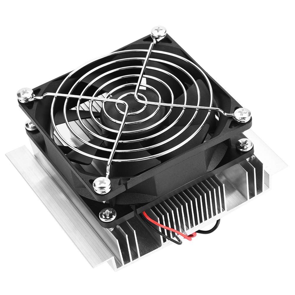 Fockety Thermoelectric Fan, 12V 6A DIY 4.7 * 3.9in Professional Semiconductor Refrigeration Cooler, Mini Air Conditioner Cooling Device Home for Small Fridge