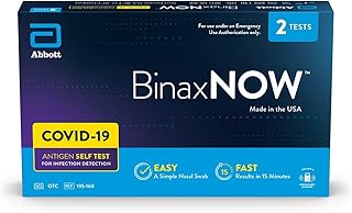 BinaxNOW COVID-19 Antigen Self Test, 1 Pack, 2 Tests Total, COVID Test With 15-Minute Results Without Sending to a Lab, Easy to Use at Home