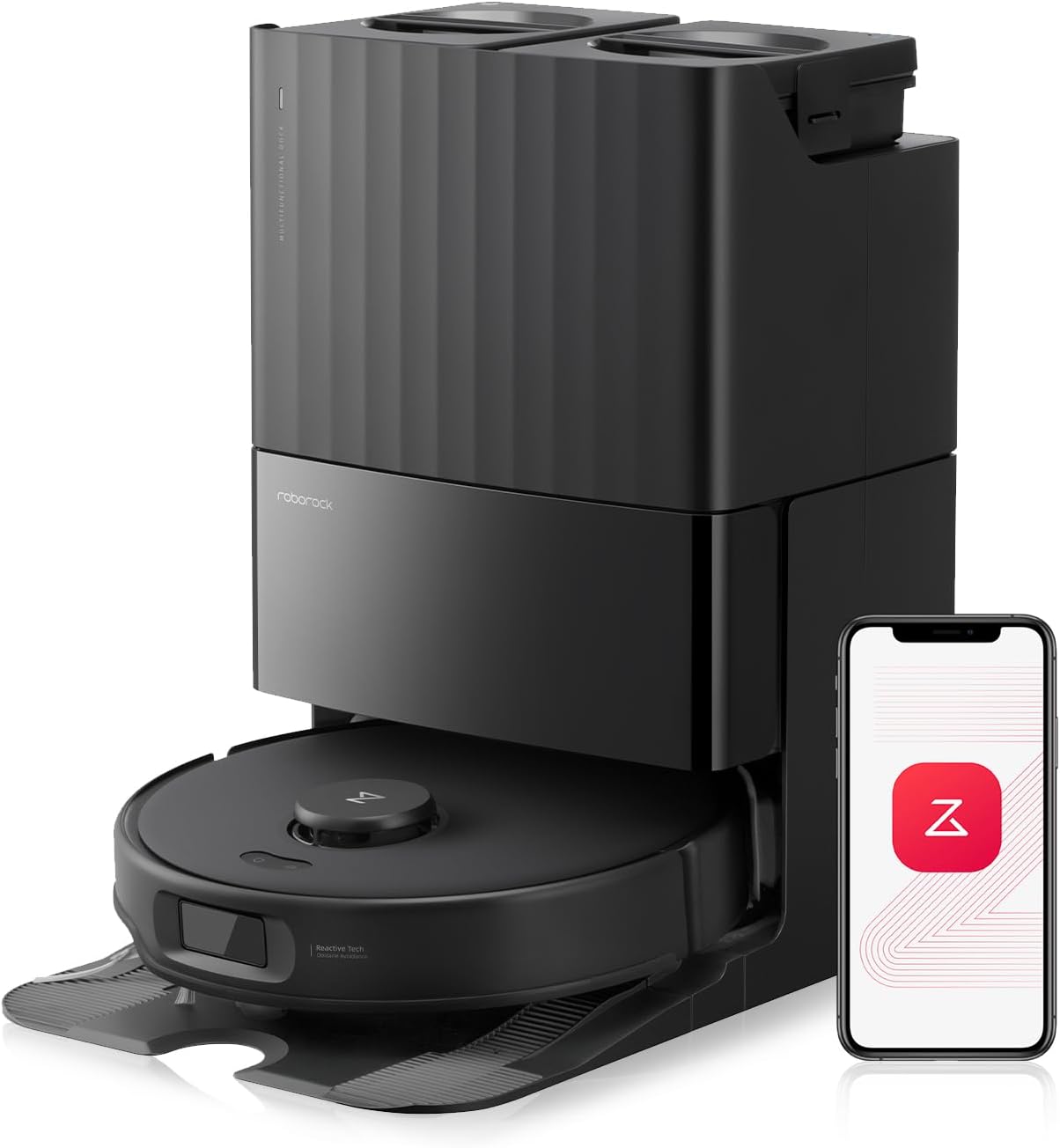 Roborock Qrevo Edge S5A Robot Vacuum and Mop, 17,000Pa, Zero-Tangling, DuoDivide Main Brush, FlexiArm Side Brush, Hot Water Mop Washing & Self-Cleaning, Warm Air Drying, Self-Emptying, Black