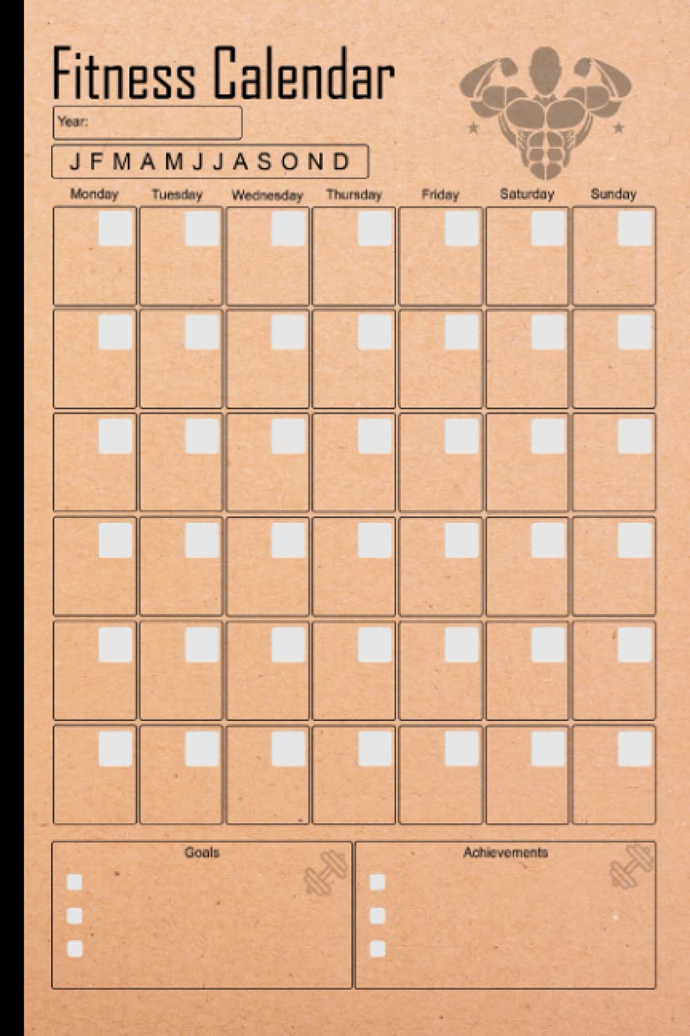Fitness Calendar: Workout Tracker Journal, Weight loss tracker, Fitness Planner Calendar, Body Measurement Journal & Notebook, Size 6"X9", 120 Pages