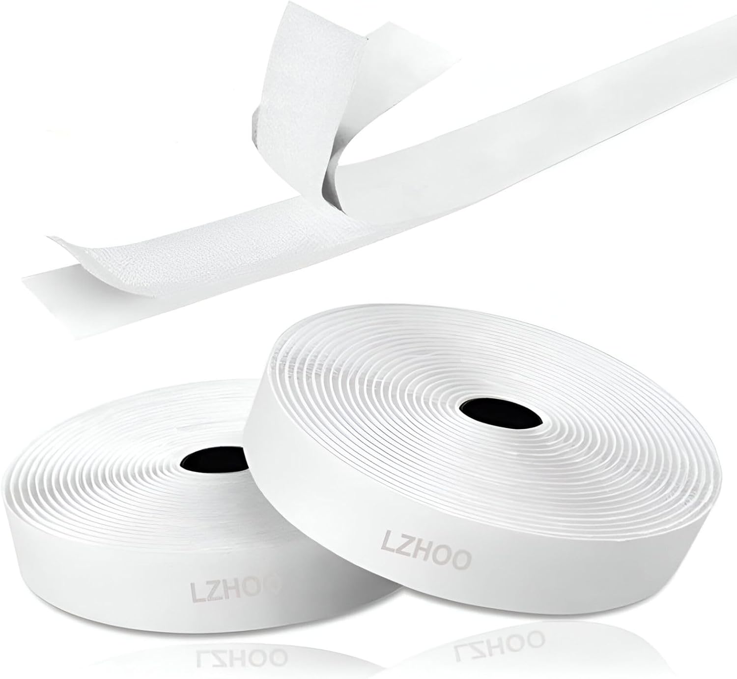 LZHOO™ Double Sided Hook and Loop Tape | 16.4FT X 2CM | Strong Double Sided Adhesive Tape Heavy Duty, for Home and Office Use, Versatile Mounting Solution (White)