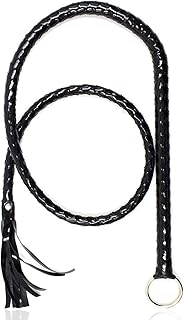 CALIDAKA Faux Leather Black Whip Costume Whip Handmade Bullwhip, Whip Costume Accessory Horse Riding Crops Equestrianism Whips for Stage Performance Racing Cosplay Costume Accessories