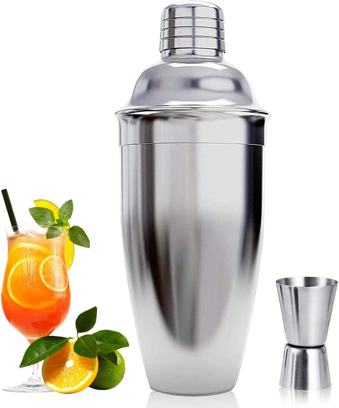 cocktail shaker, cocktail maker set, martini drink shaker, 750 ml cocktail shaker Strainer, bartender mixer tool,home liquor cobbler shaker, Stainless Steel bar shakers for cocktail making kit (2 PCS)