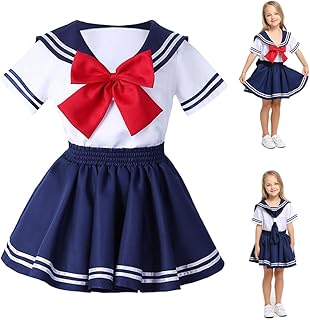 Anime Kids Girl's Japan School Uniform Sailor Dress Halloween Cosplay Costume