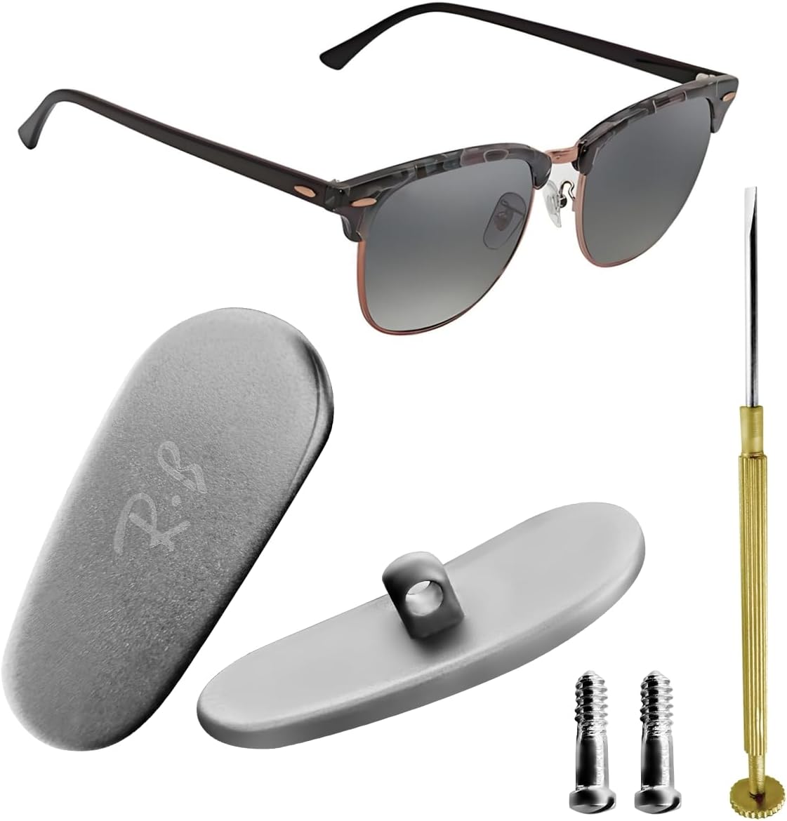 HiCycle2 screw-in metal nose pads Replacement for Ray-Ban Glasses Repair Kits,Bonus Lens Cloth(16MM)