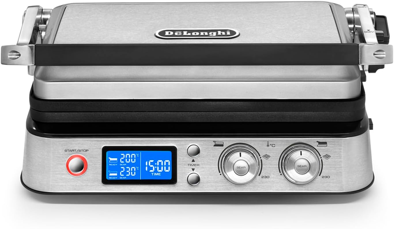 De'Longhi CGH1030D Livenza All-Day Grill, Griddle and Waffle Maker Silver Large