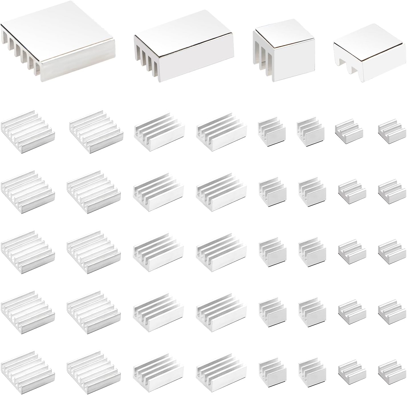 VooGenzek 40 PCS Heatsinks for Raspberry Pi 4 Model B, Aluminum Heat Sink Cooler Kit, with Thermal Conductive Adhesive Tape, for Cooling Raspberry Pi, Silver