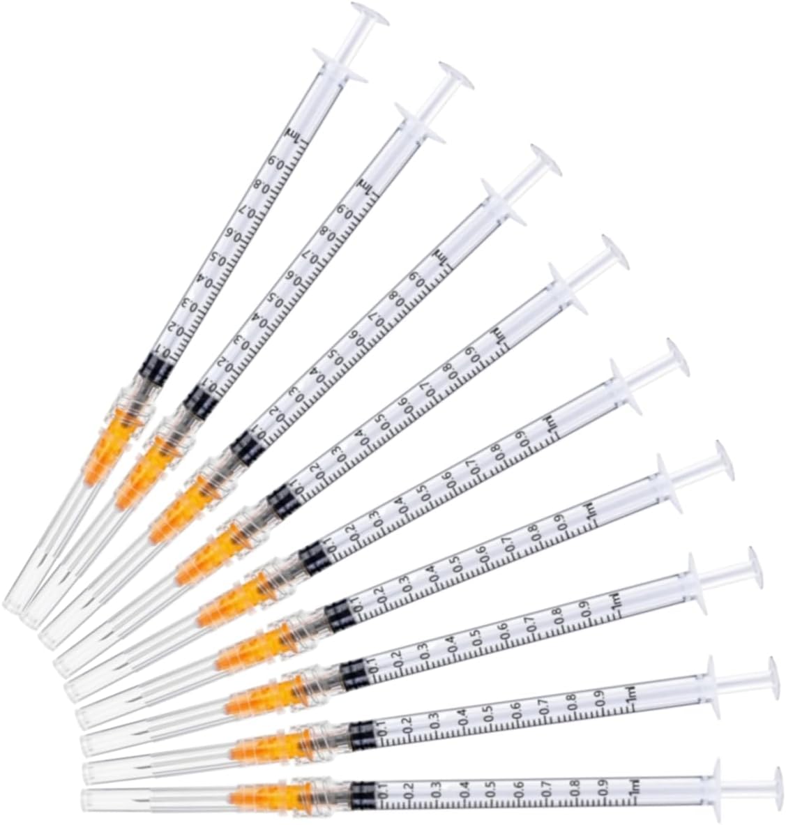 50 Pack 1ml 25 Gauge 5/8 Inch, for Scientific Labs, Industrial Dispensing and Liquid Measuring Supplies, Individually Sealed Packaging