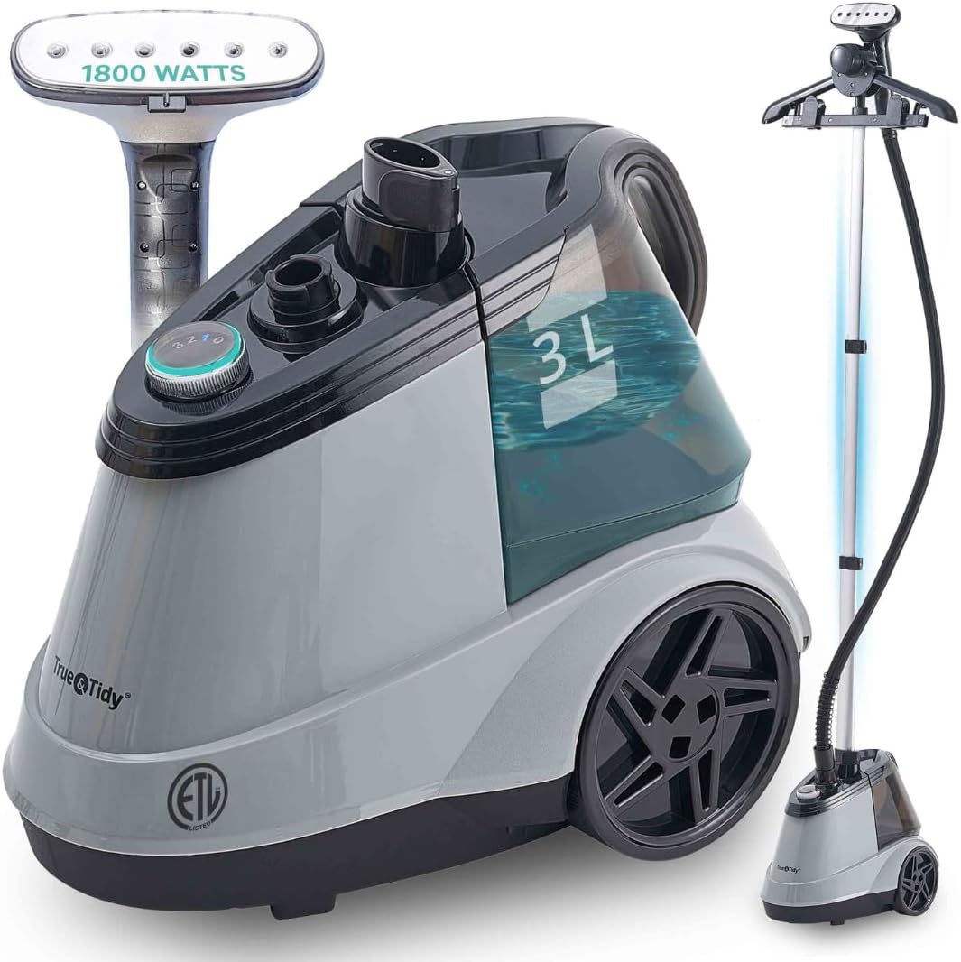 True & Tidy Heavy-Duty Garment Steamer w/ 3 Settings, 3L Water Tank, 1800W