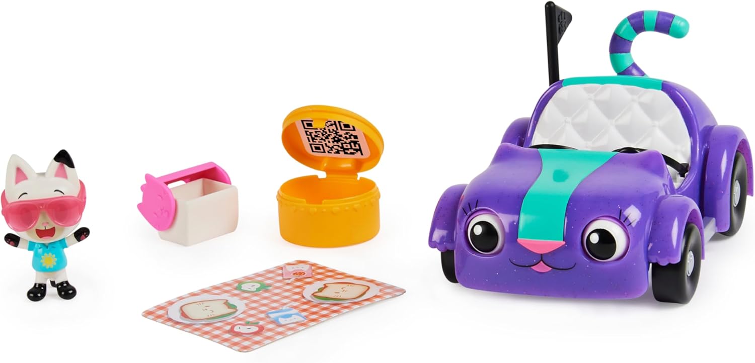 Gabby’s Dollhouse, Carlita Toy Car with Pandy Paws Collectible Figure and 2 Accessories, Kids’ Toys for Ages 3 and above