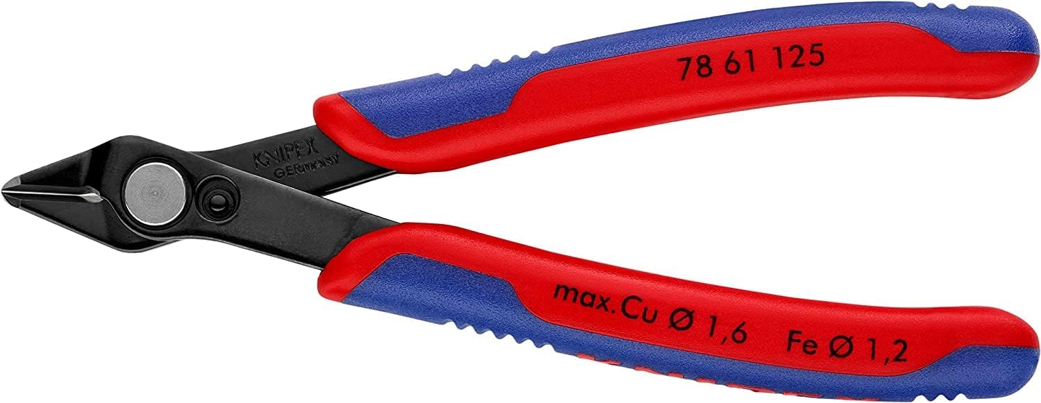 KNIPEX Electronic Super Knips Electronics Diagonal Cutter, 125mm, Soft Wire(Copper) to 1.6 mm, Medium Hard Wire to 1.2mm, 78 61 125