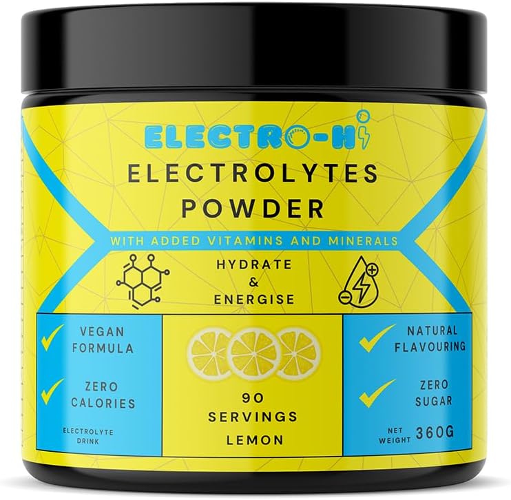 Electro-Hi Electrolyte Powders - Lemon Flavour Ultimate Hydration with Keto-Friendly, Sugar-Free Formula - Bulk Electrolyte Powder for Optimal Rehydration - 90 Servings