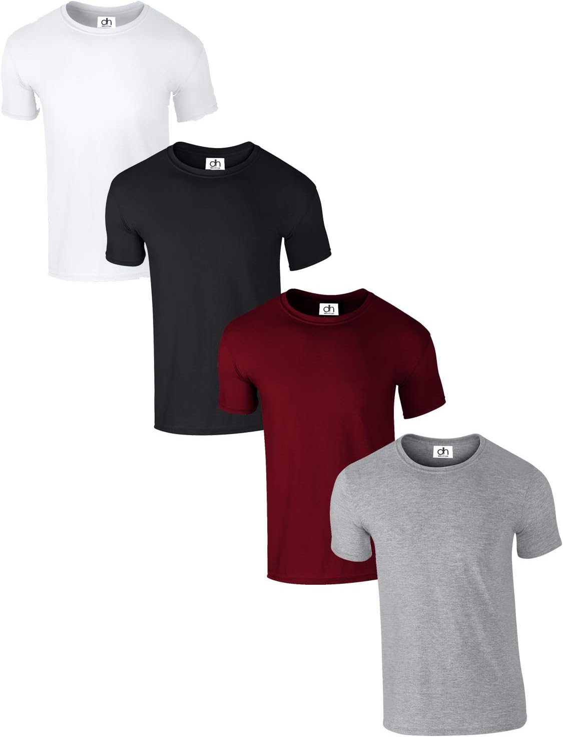Pack of 4 Premium Crew Neck T-Shirt XS-3XL Tshirt t Shirt Plain Regular Fit Short Sleeve 100% Cotton 180gsm