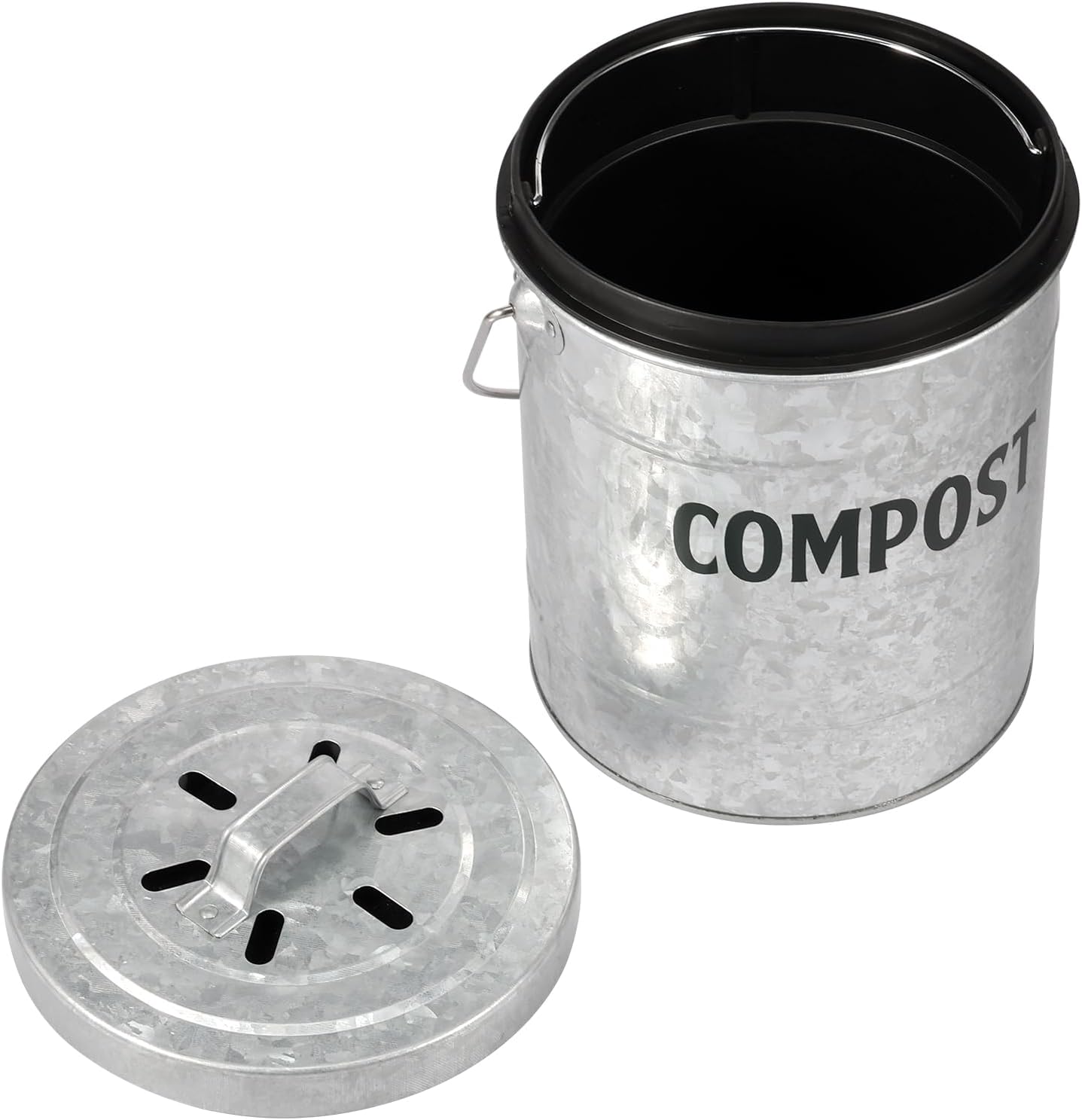 Kitchen Compost Bin, 5 Liter/1.3 Gallon Countertop Compost Bin with Lid,Indoor Food Waste Bucket,Metal Composting Caddy for Food Waste Recycling With Plastic Inner