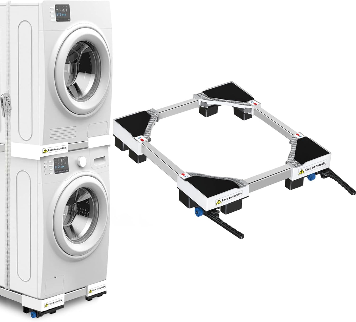 NIUXX Furniture Washing Machine Dolly, Adjustable Refrigerator Moving Roller Wheels, Portable Washer Dryer Fridge Mobile Rolling Base, Compact Washing Machine Refrigerator Stand with Brake