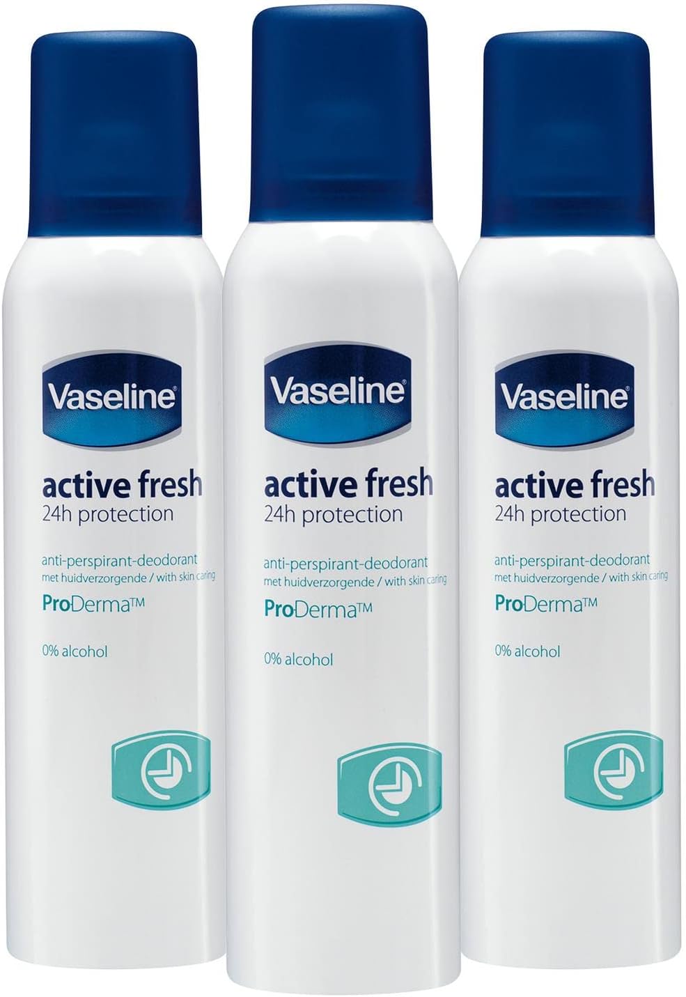 Vaseline Antiperspirant Deodorant Active Fresh With Proderma - 150Ml - Pack Of 3