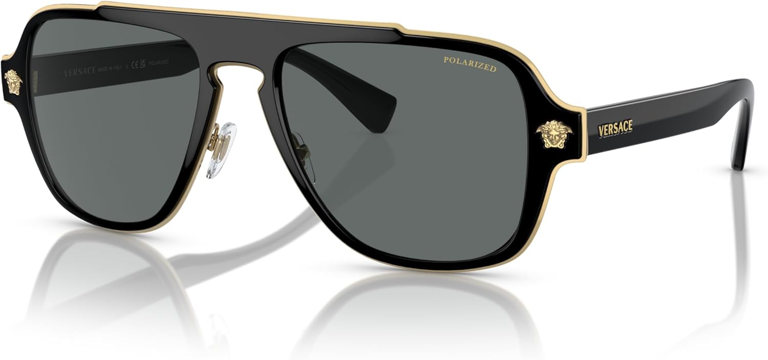 Versace Man Sunglasses Black Frame, Dark Grey Lenses, 56MM