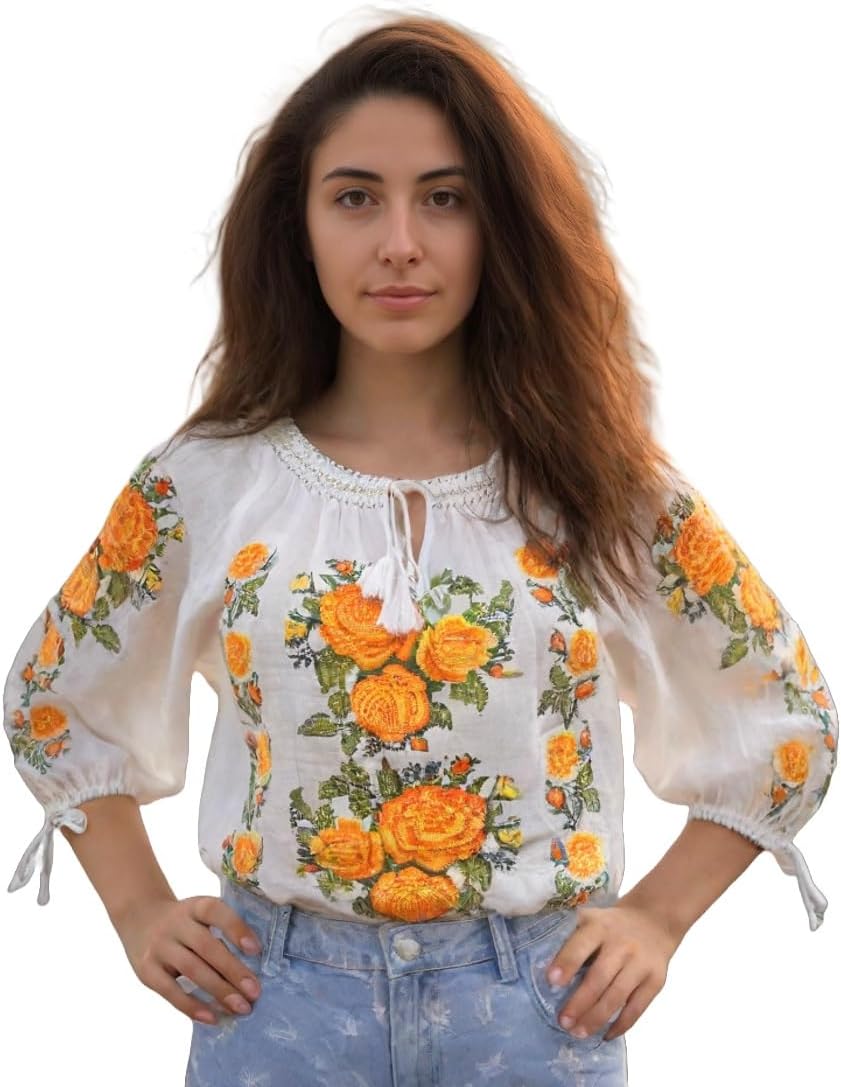 PURPLE TOMATO Ladies Traditional Romanian Embroidered Blouse ie