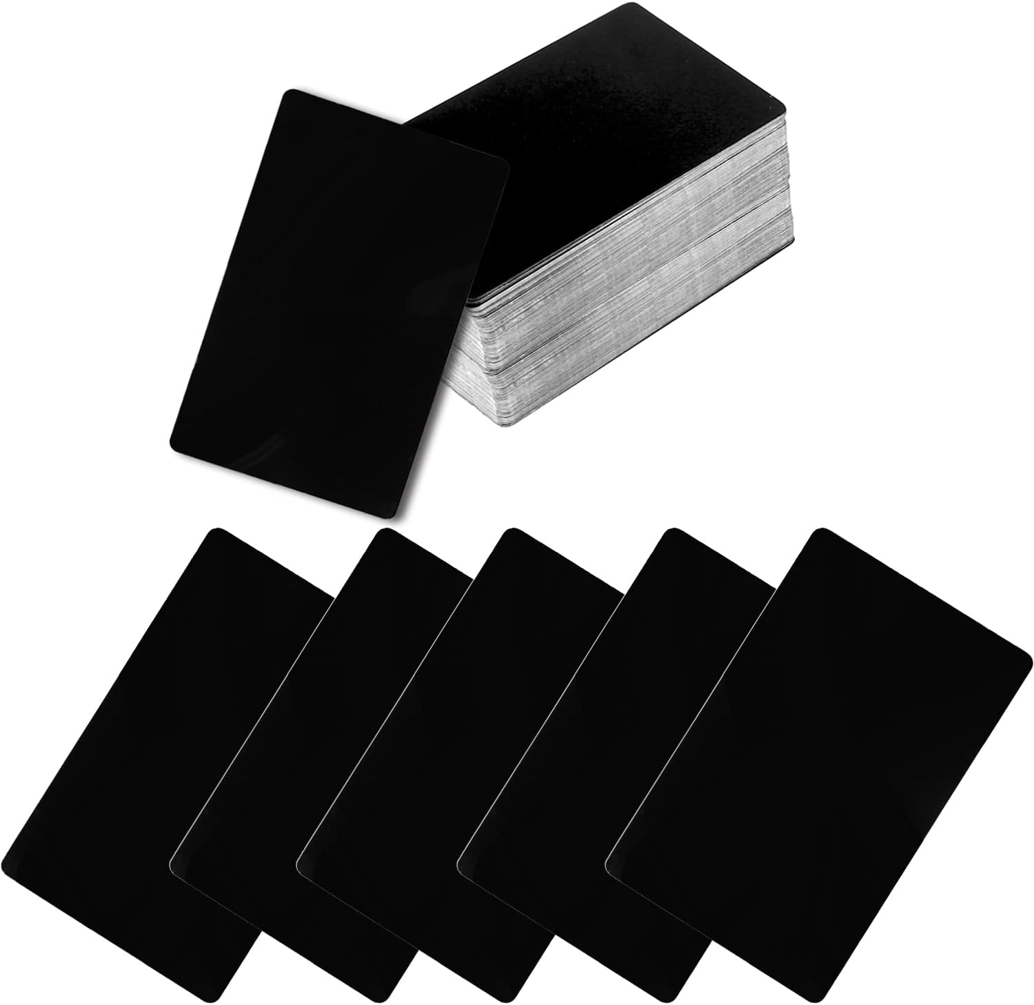 MaehSab 100 Pcs Blank Metal Business Cards, Aluminum Business Card DIY Gift, VIP Card DIY Black (86 x 54mm)